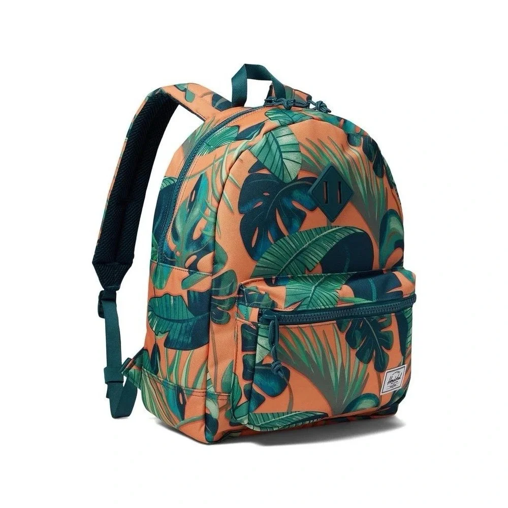 Herschel Heritage Youth Backpack Tangerine Palm Leaves Tropical Quality NEW Tags